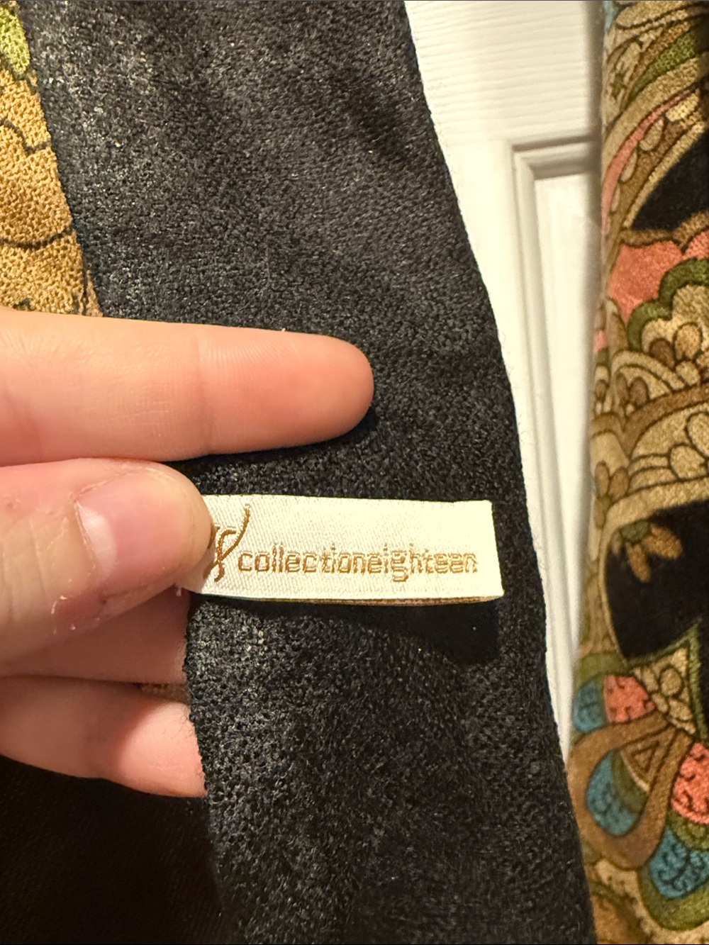 Black Paisley Wrap Scarf with Multicolor Accents - Picture 2 of 4